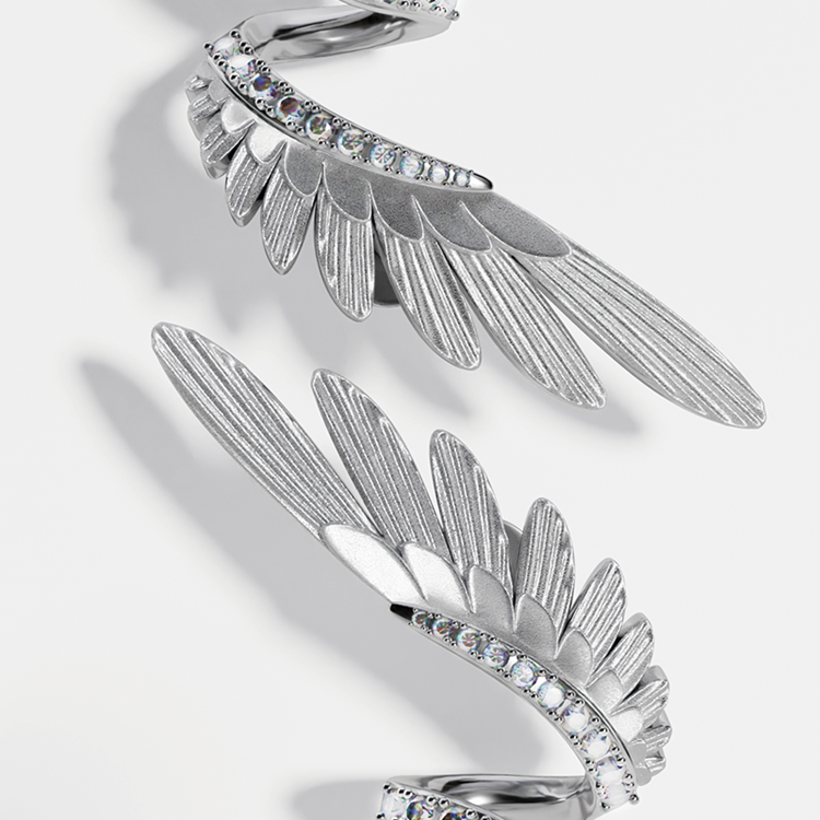 Angel Wings Sterling Silver 925 Earrings with Zirconia Crystals