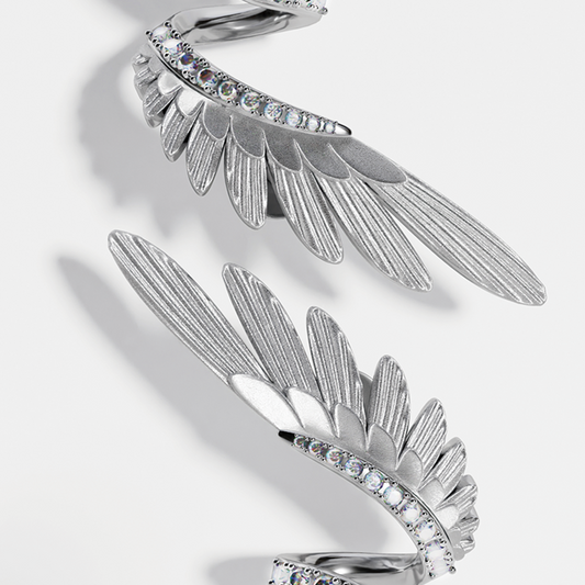Angel Wings Sterling Silver 925 Earrings with Zirconia Crystals