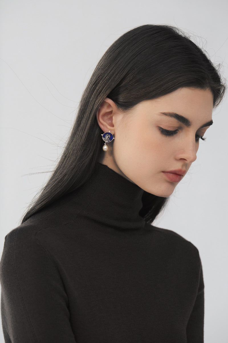 Night Stryge – Gothic Pearl Earrings in Silver 925