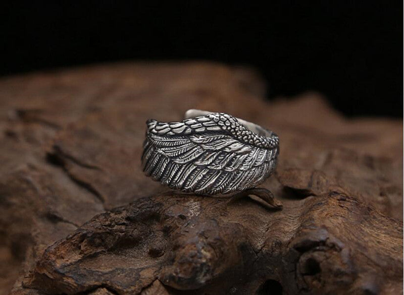 Guardian Feather Adjustable Ring – 925 Sterling Silver