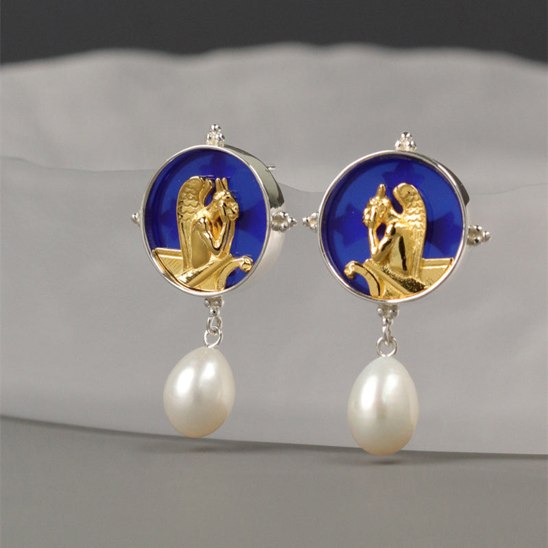 Night Stryge – Gothic Pearl Earrings in Silver 925