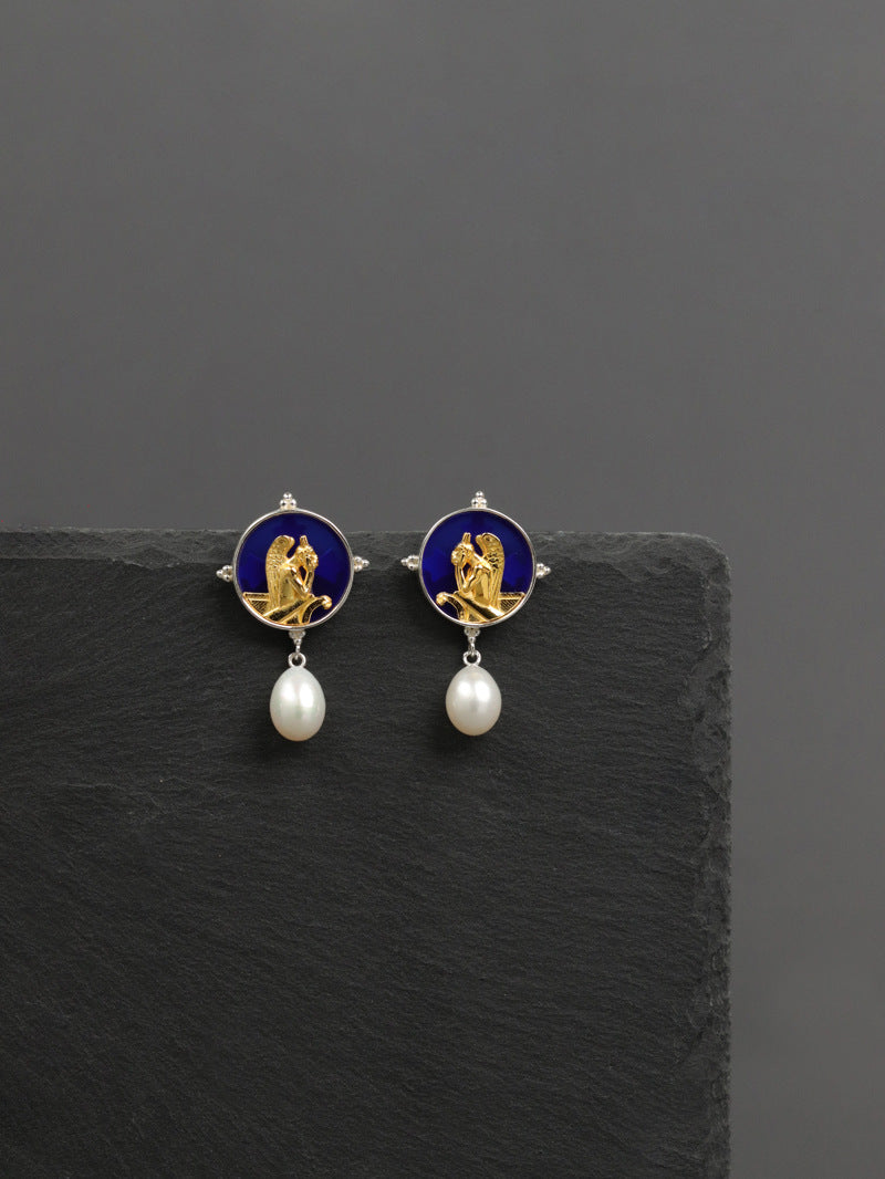 Night Stryge – Gothic Pearl Earrings in Silver 925