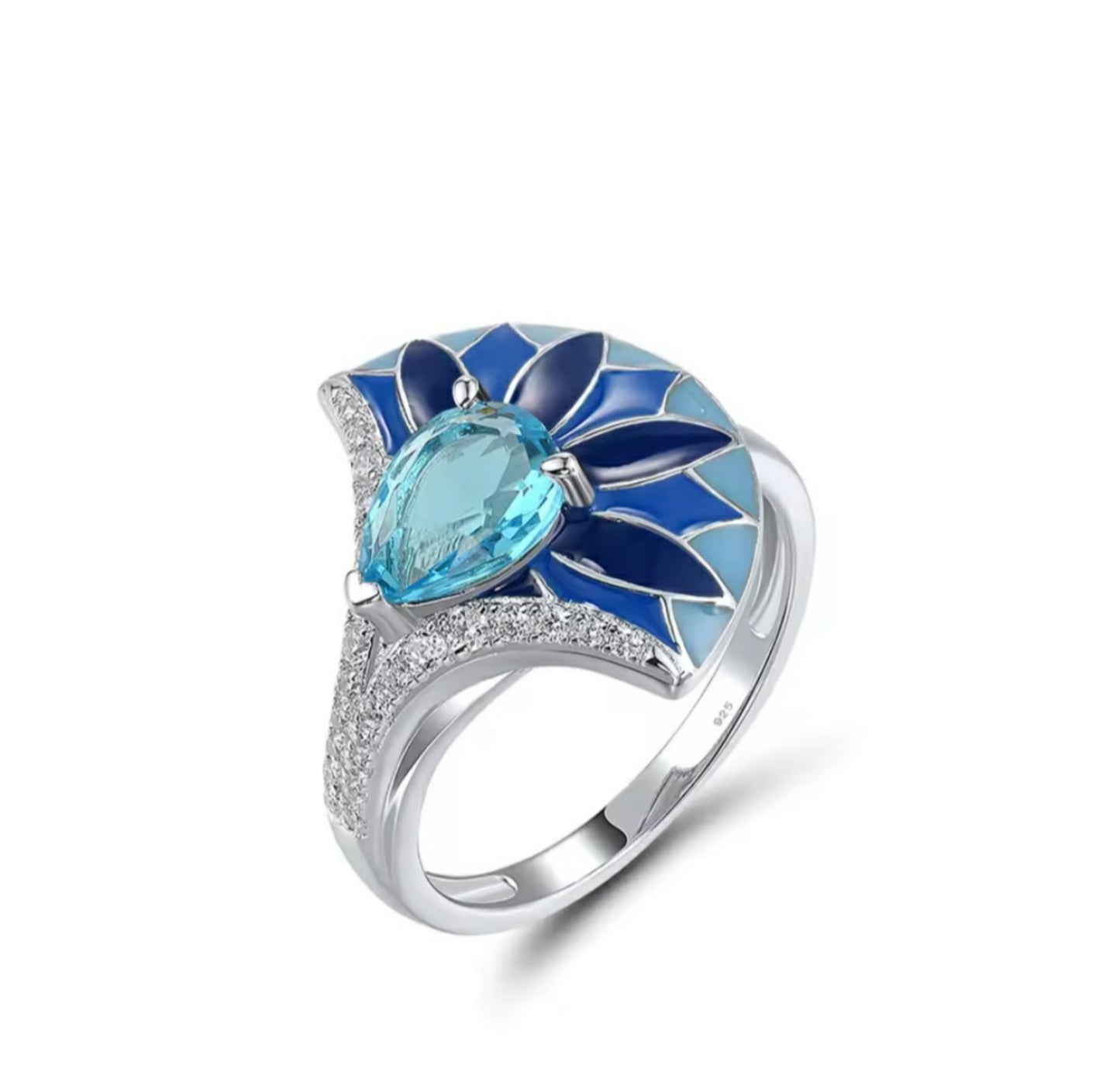 Santorini Ring – Aegean Blue & White Zirconia