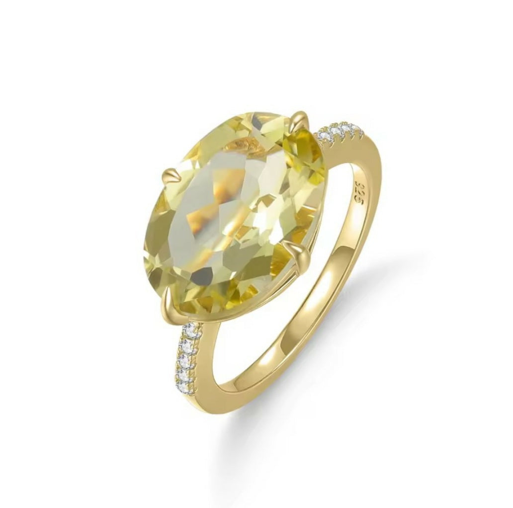 Sunny Lemon Quartz Gold-Plated Ring