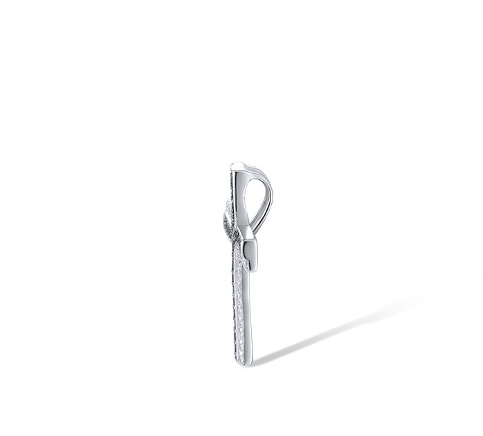 Sterling Silver Cross Pendant with Black synthetic spinel & White Zirconia