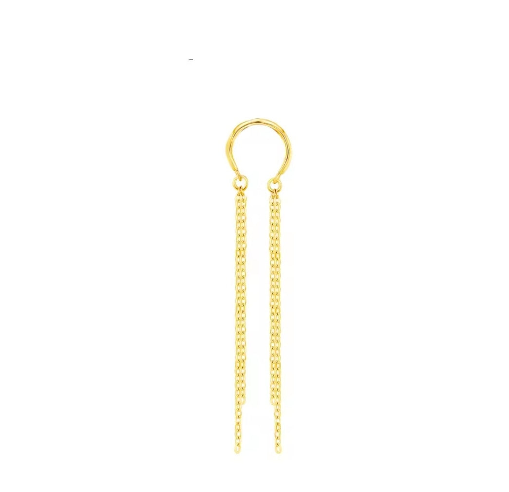 925 Sterling Silver Ear Cuff with Chain Dangle