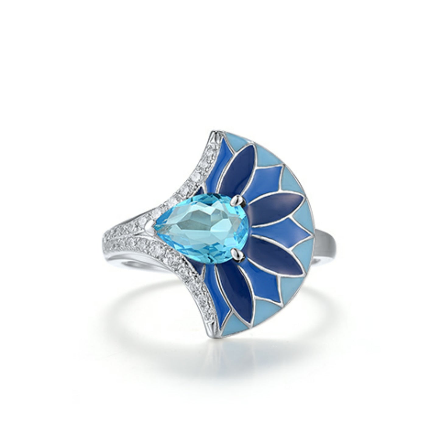 Santorini Ring – Aegean Blue & White Zirconia