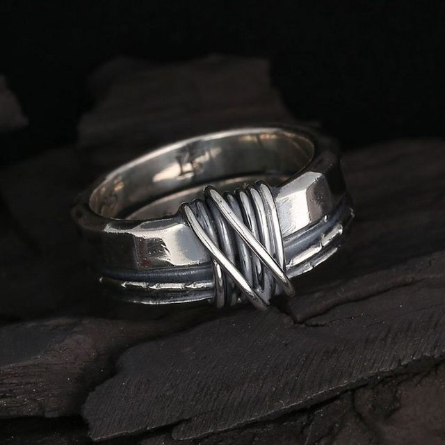 Rustic Wire-Wrapped Ring – 925 Sterling Silver