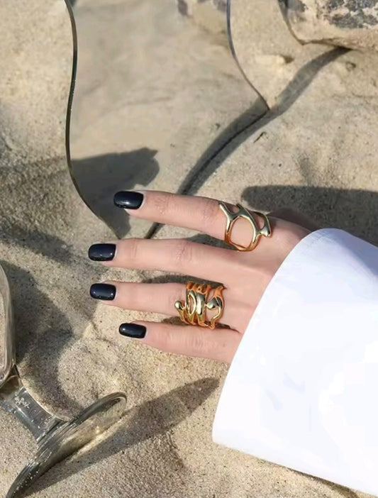 Abstract Melted Liquid Silver Ring – Irregular Organic Open Band