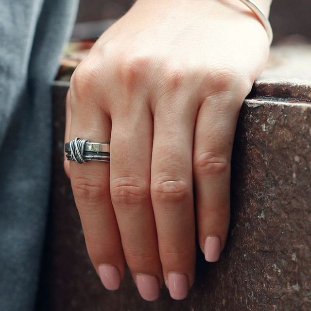 Rustic Wire-Wrapped Ring – 925 Sterling Silver