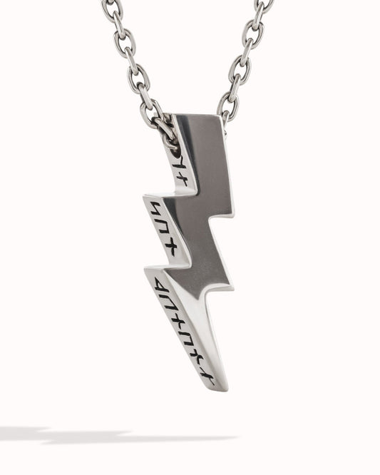 Bolt of Nyx Pendant – Rune-Etched Lightning Necklace