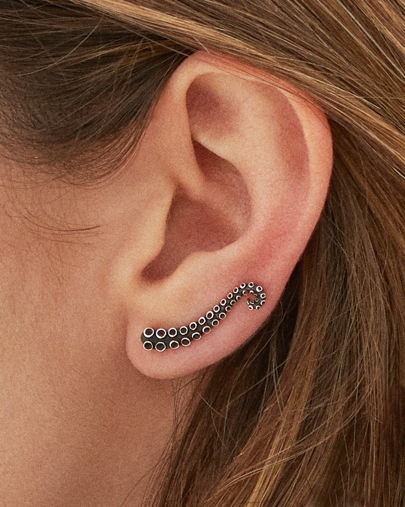 Abyssal Tentacle Earrings – Silver Octopus-Inspired Jewelry