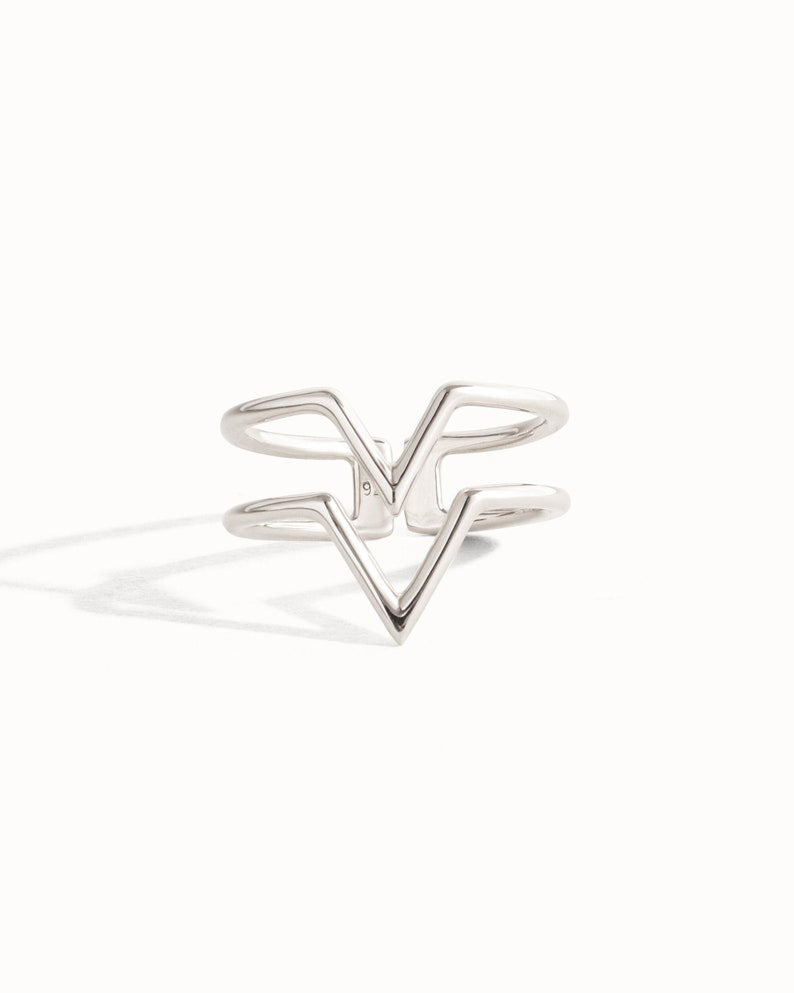 Silver V-Shaped Open Ring – Minimalist & Modern