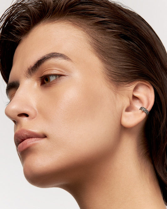 Abyssal Tentacle Huggins Earring – Solid Sterling Silver with Black Oxide Finish