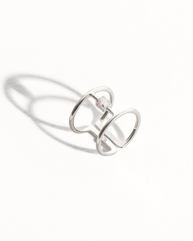 Sterling Silver Opal Ring – Modern Minimalist Statement