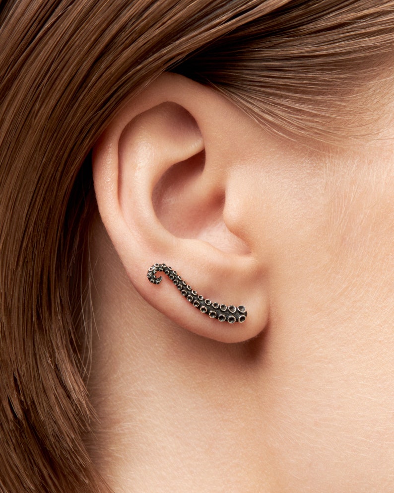 Abyssal Tentacle Earrings – Silver Octopus-Inspired Jewelry