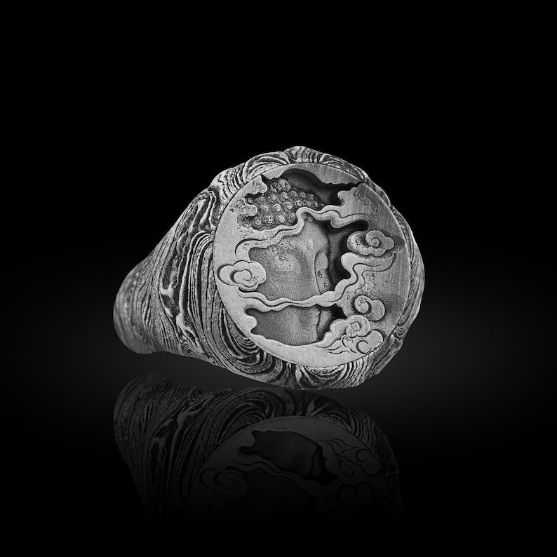 Zen Warrior: Intricate Buddha Signet Ring