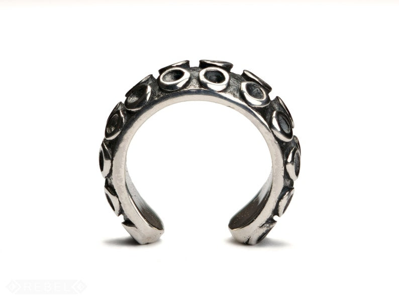 Abyssal Tentacle Huggins Earring – Solid Sterling Silver with Black Oxide Finish