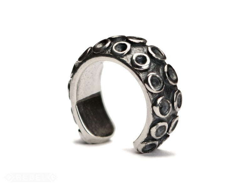 Abyssal Tentacle Huggins Earring – Solid Sterling Silver with Black Oxide Finish