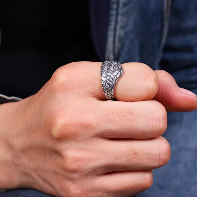 Guardian Feather Adjustable Ring – 925 Sterling Silver