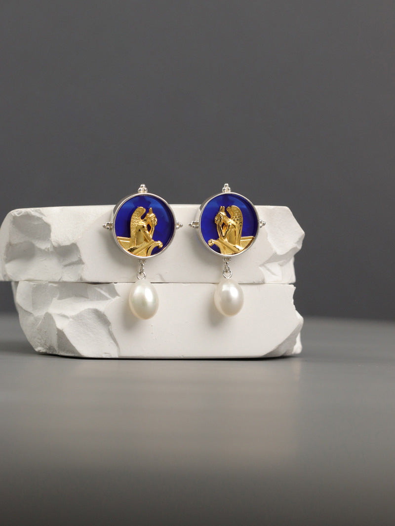 Night Stryge – Gothic Pearl Earrings in Silver 925