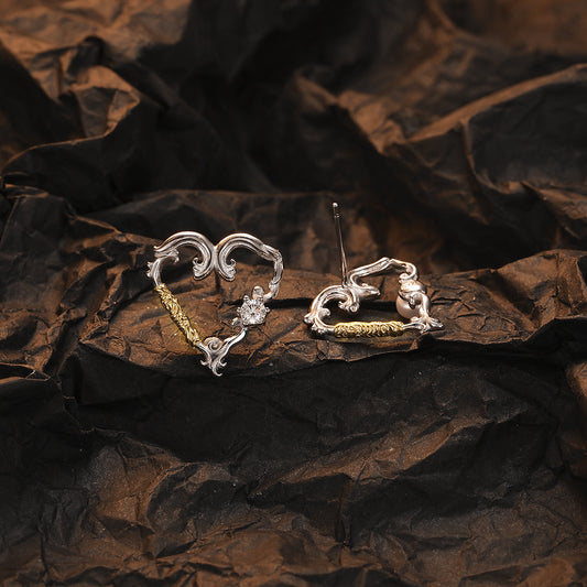 Elegant 925 Silver Heart Earrings with Zirconia & Freshwater Pearl