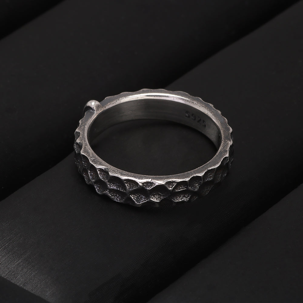 Handcrafted Sterling Silver Textured Band Ring – Rustic Elegance, 4mm Wide
