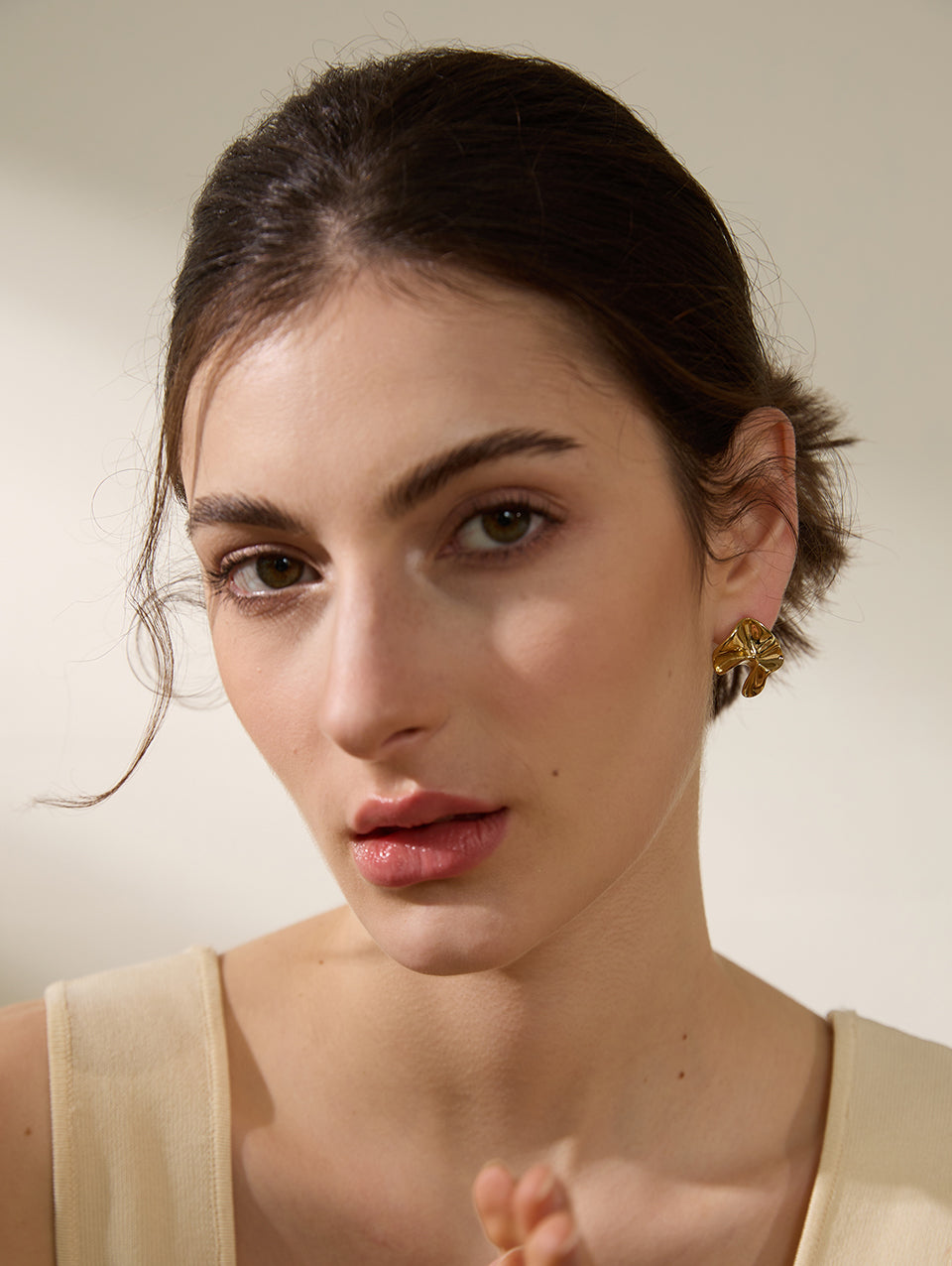 Irregular waves - gold plated earrings