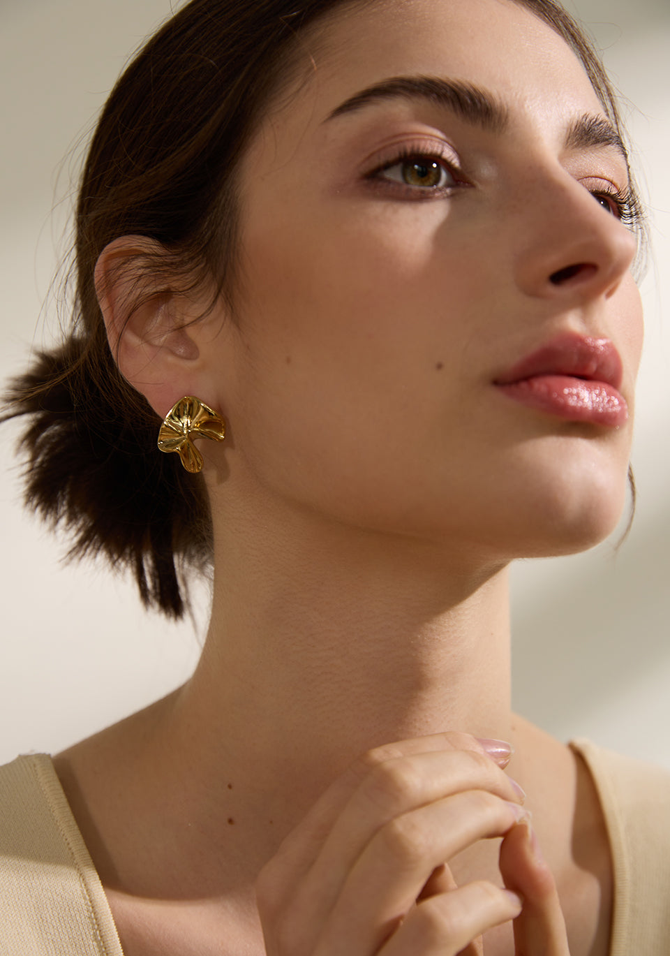 Irregular waves - gold plated earrings