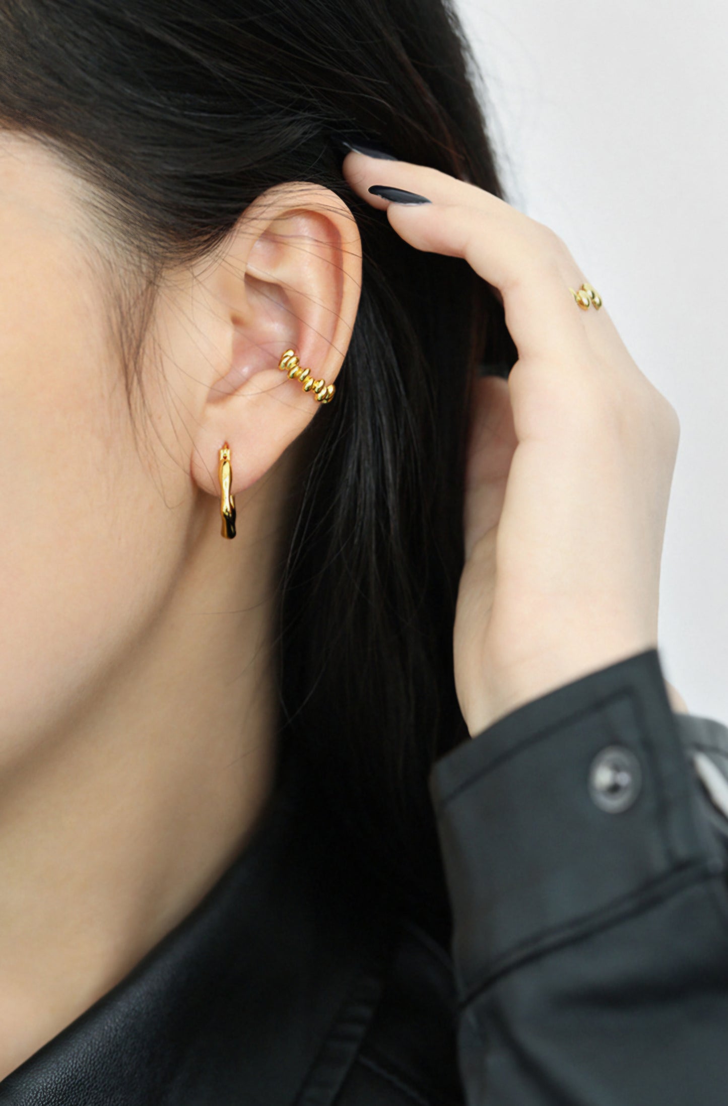 Minimal Beaded Ear Cuff – 925 Sterling Silver & Gold Plated | No Piercing Required
