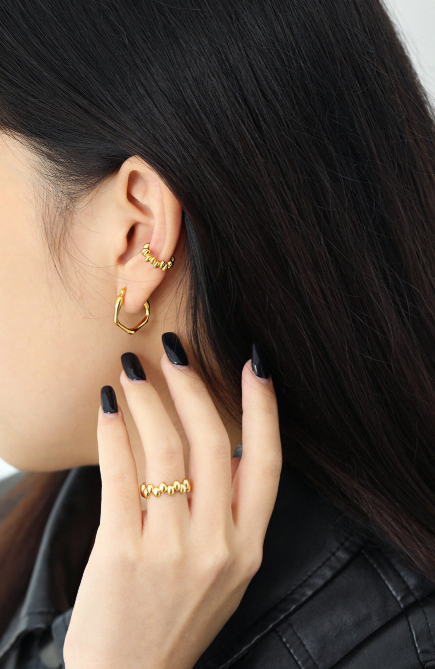 Minimal Beaded Ear Cuff – 925 Sterling Silver & Gold Plated | No Piercing Required