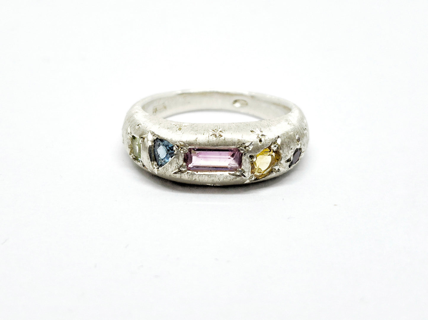 Florentine Renaissance Silver Ring – Hand-Engraved 925 Silver with Natural Gemstones