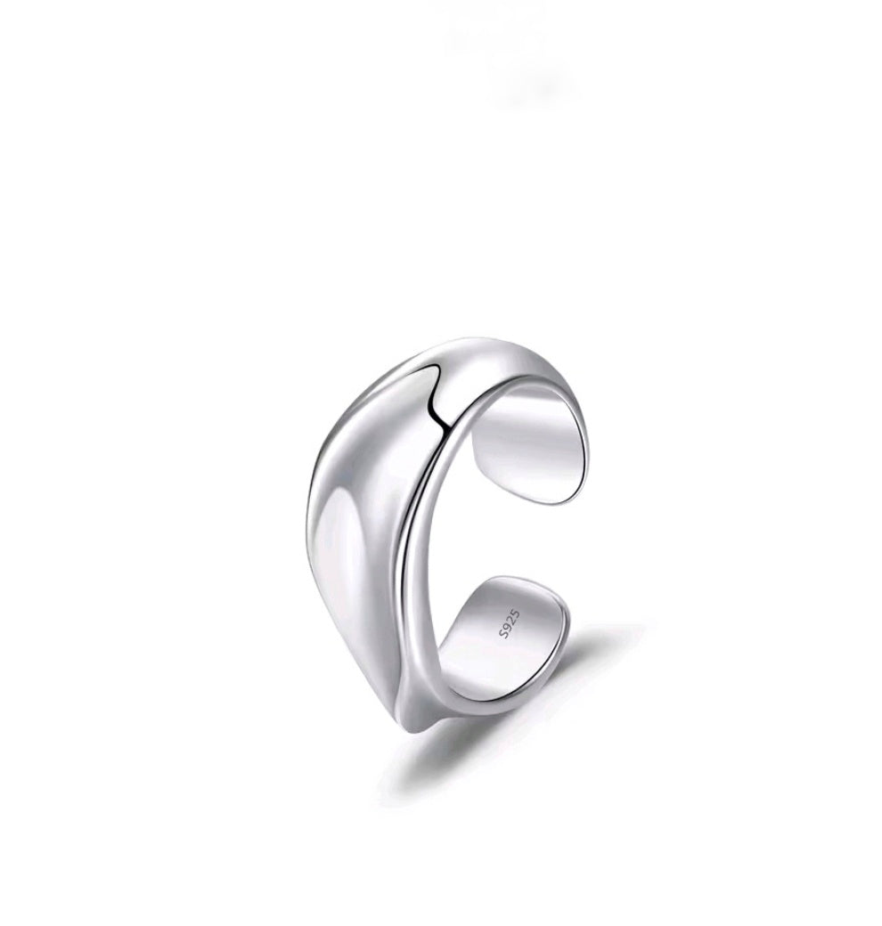 S925 Sterling Silver Minimalist Liquid Wave Ear Cuff – No Piercing Wrap Earring