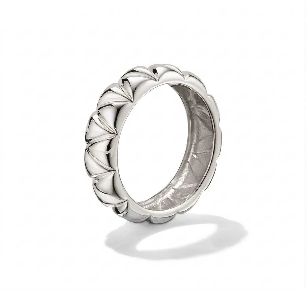 The Aurora Fluted Silver Band – 925 Sterling Silver Statement Ring