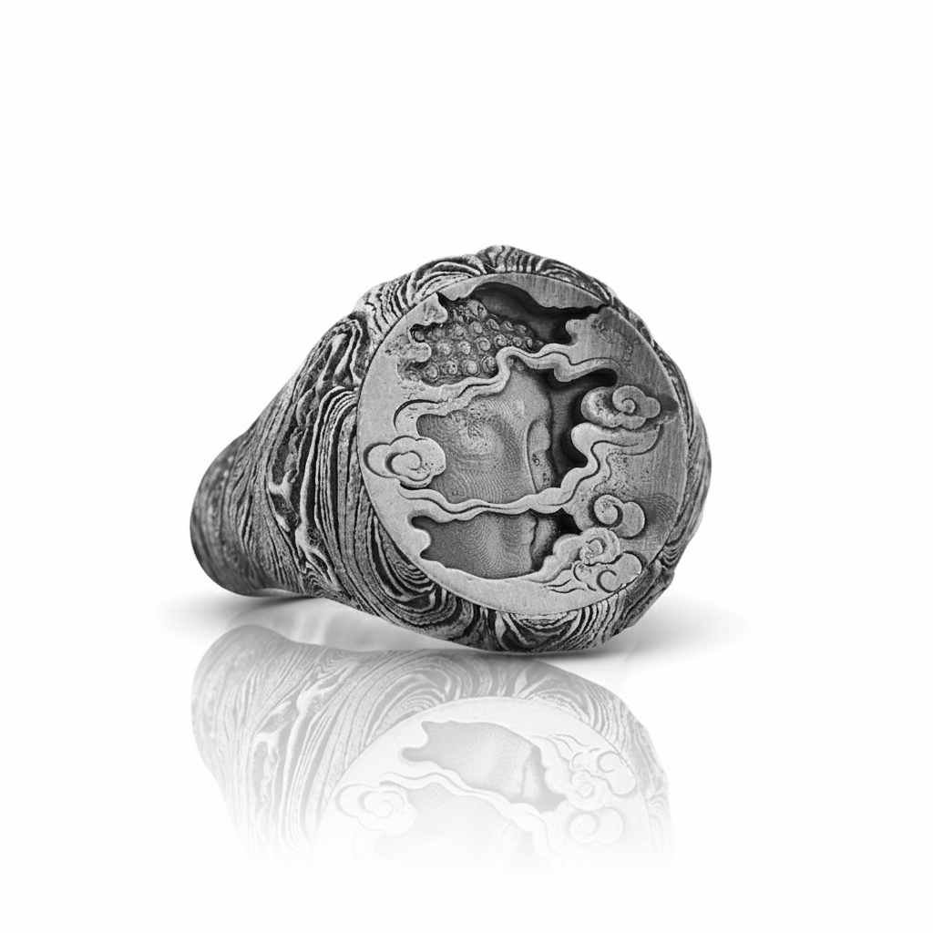 Zen Warrior: Intricate Buddha Signet Ring