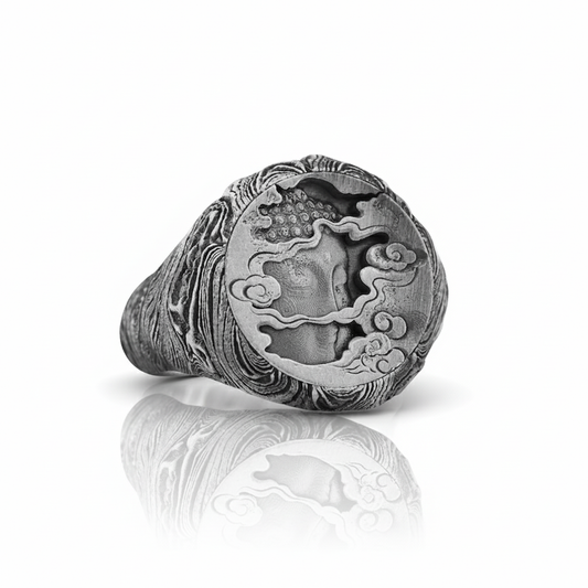 Zen Warrior: Intricate Buddha Signet Ring