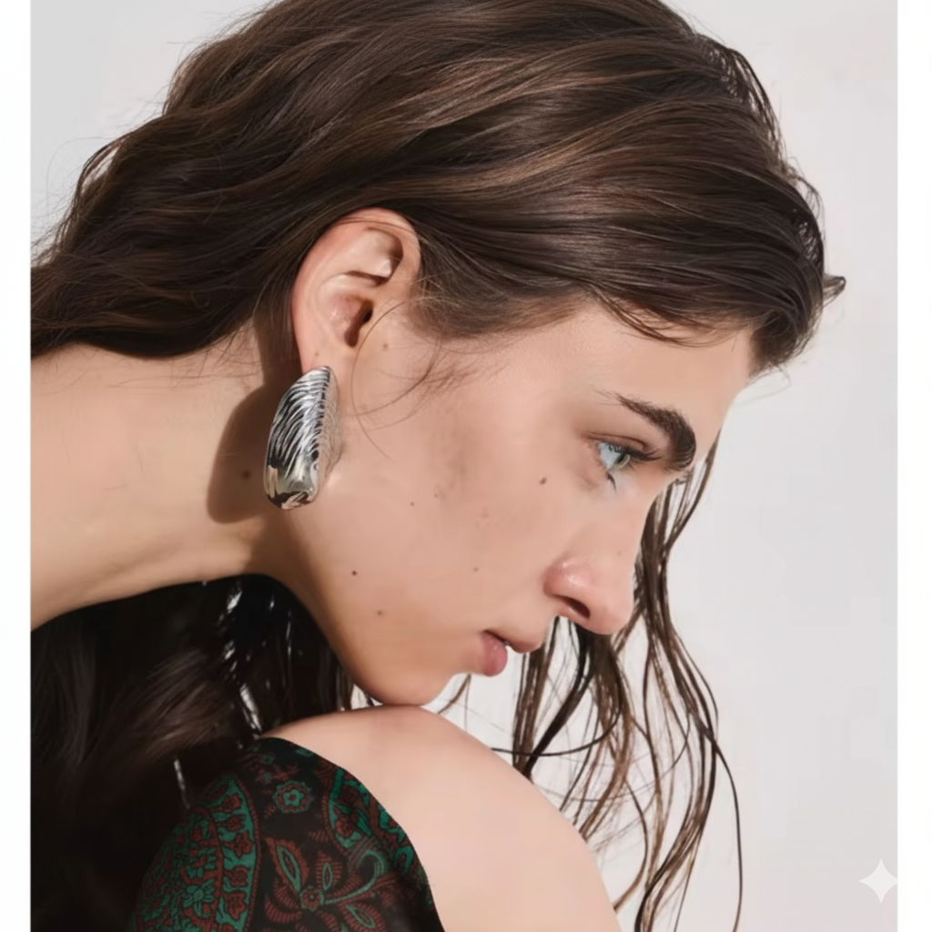 Minimalist Ripple Stainless Steel Earring