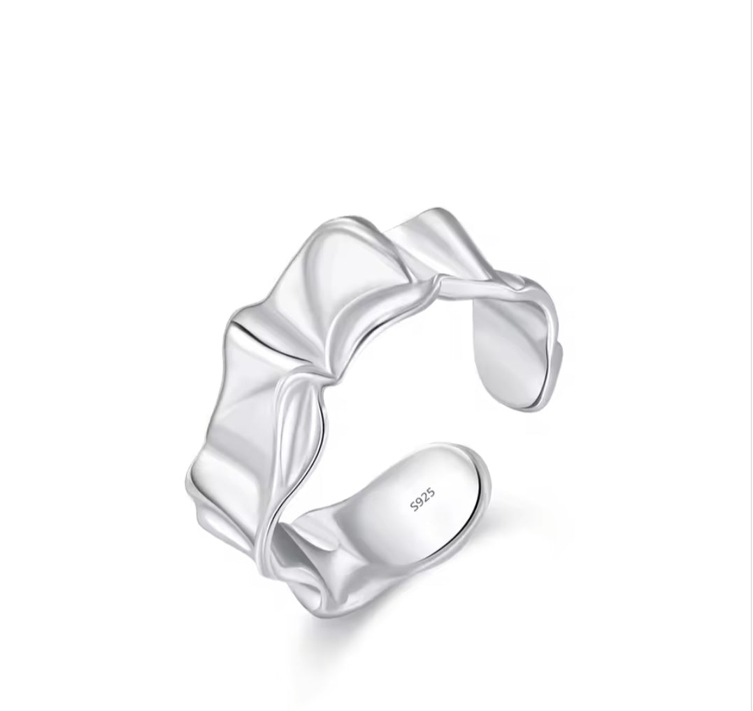 Gold-Plated 925 Sterling Silver Crumpled Ring