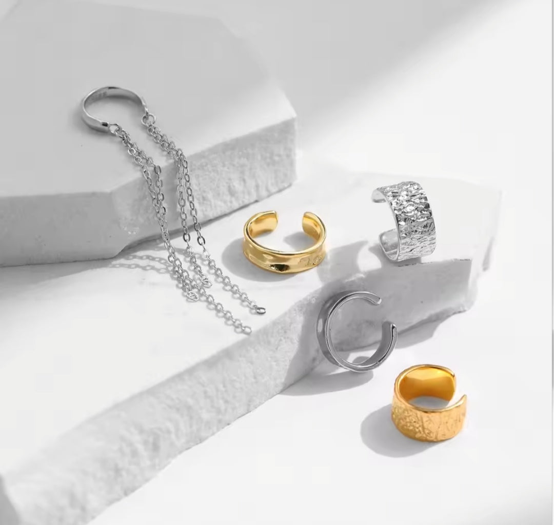 Minimalist Twist Gold-Plated 925 Sterling Silver Ear Cuff