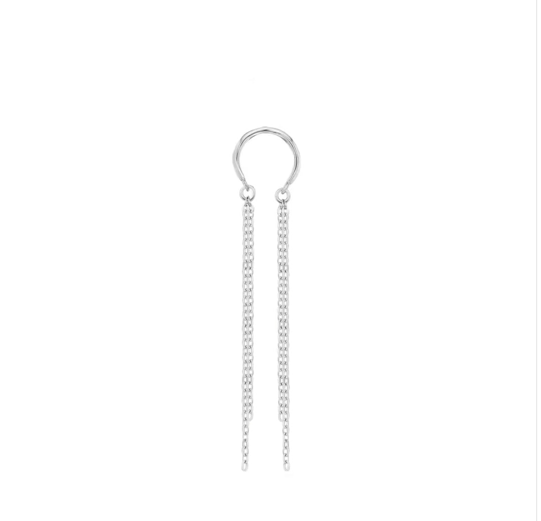 925 Sterling Silver Ear Cuff with Chain Dangle