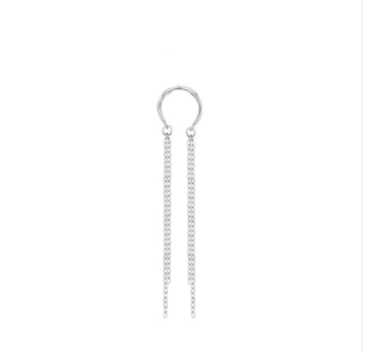 925 Sterling Silver Ear Cuff with Chain Dangle