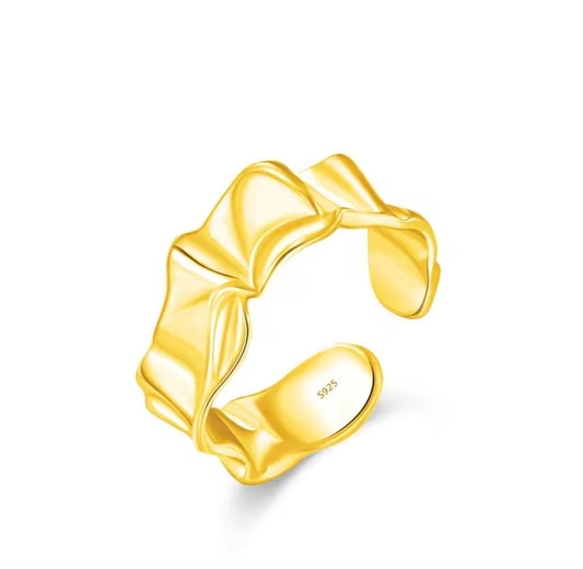 Gold-Plated 925 Sterling Silver Crumpled Ring