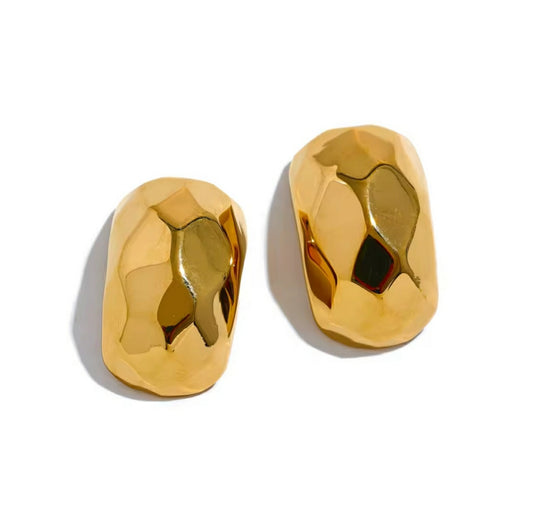Geometric Cut - gold plated earrings