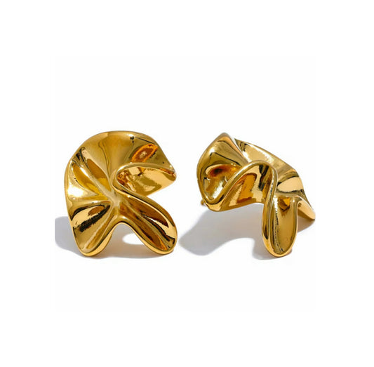 Irregular waves - gold plated earrings