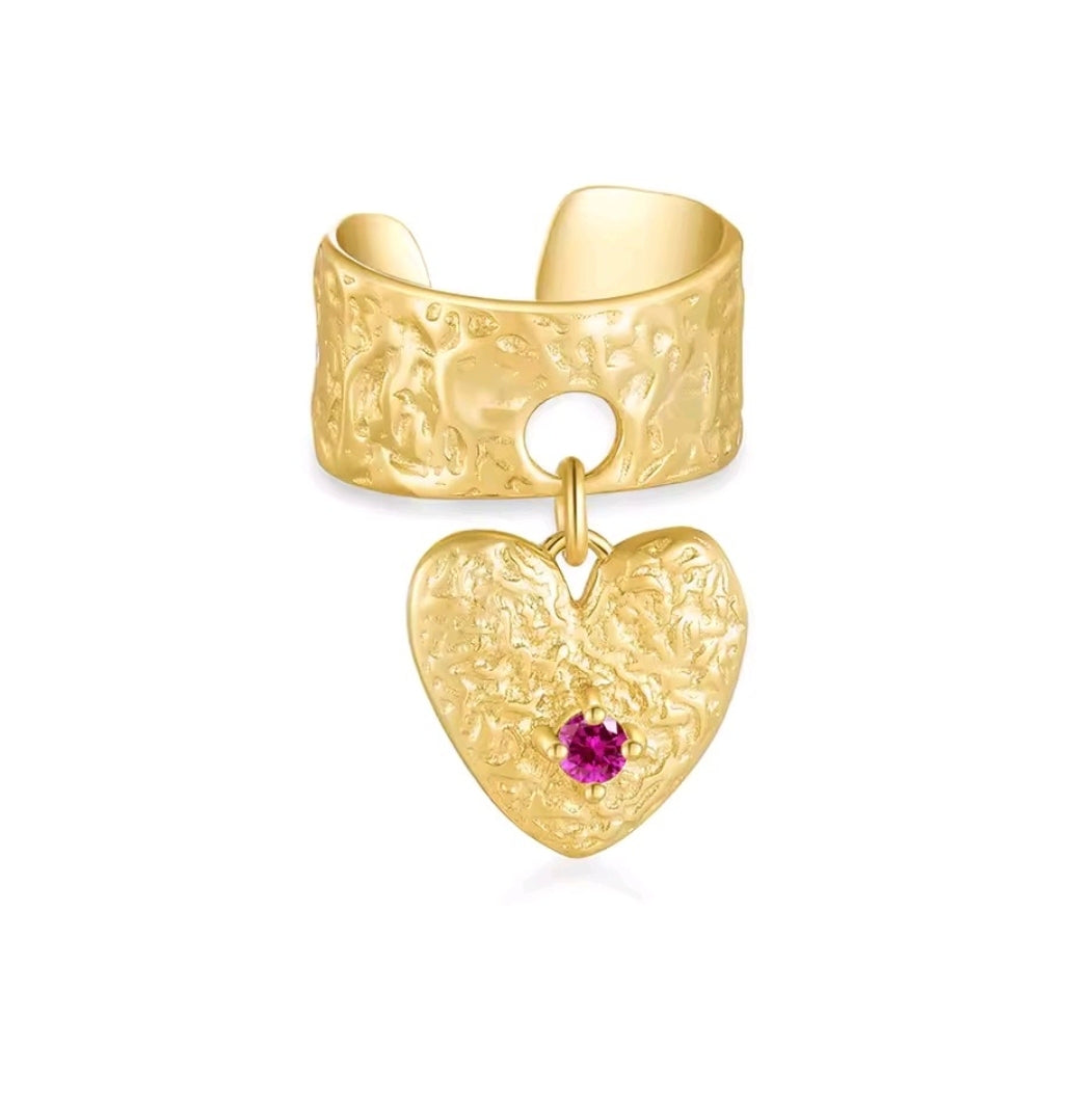 Eternal Heart Dangle Cuff | Hammered 925 Silver