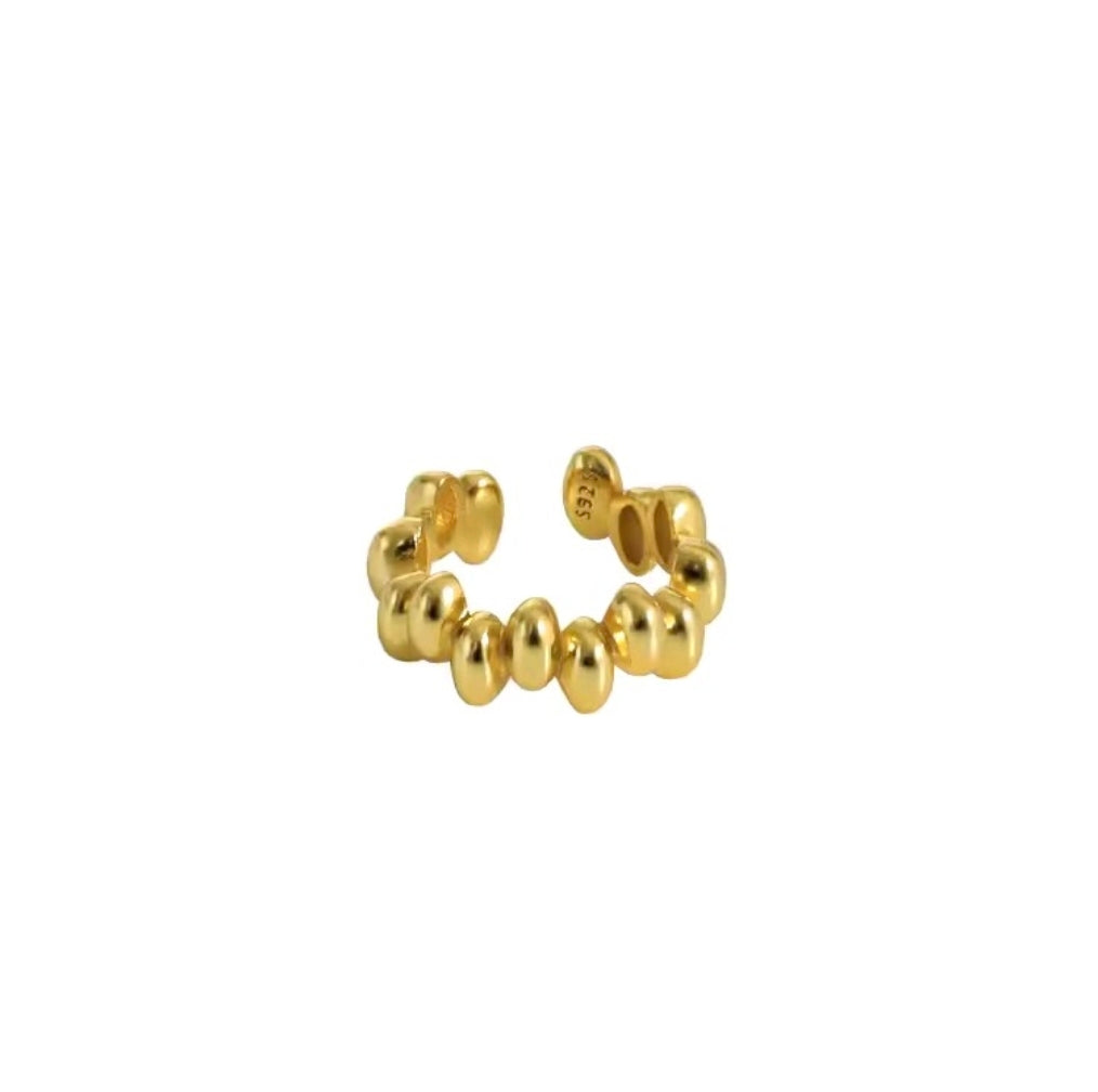 Minimal Beaded Ear Cuff – 925 Sterling Silver & Gold Plated | No Piercing Required