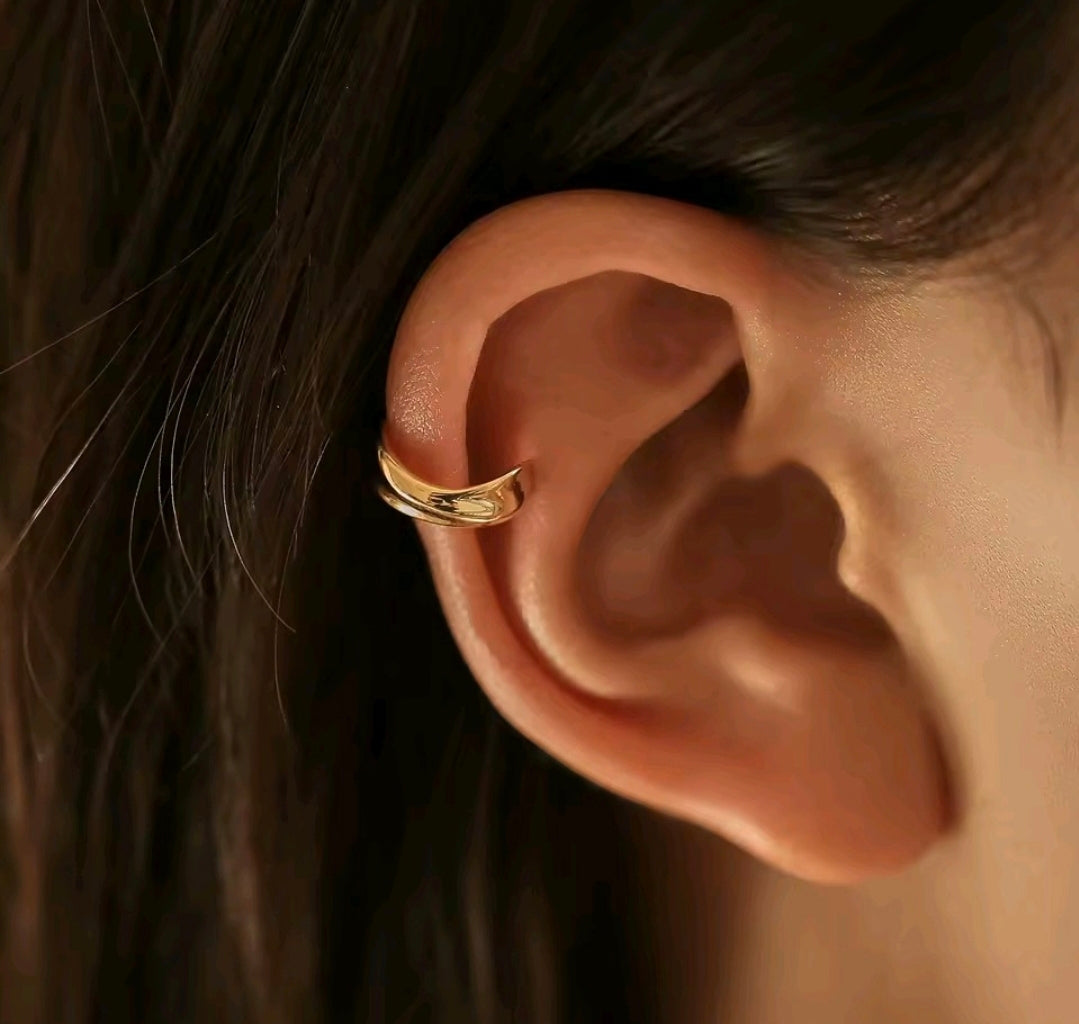 S925 Sterling Silver Minimalist Liquid Wave Ear Cuff – No Piercing Wrap Earring