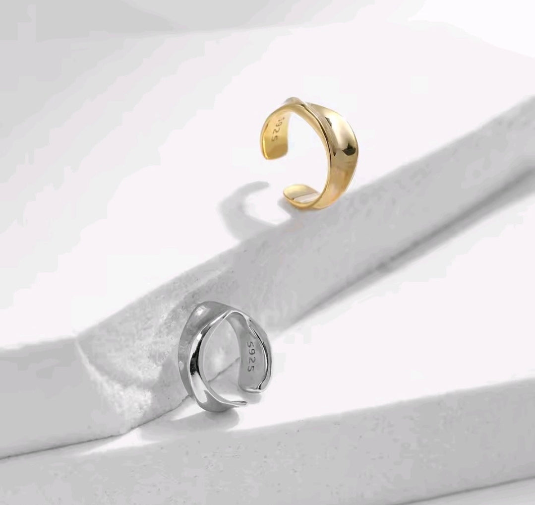 S925 Sterling Silver Minimalist Liquid Wave Ear Cuff – No Piercing Wrap Earring