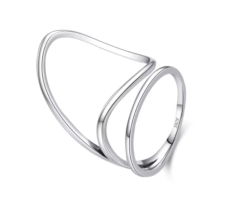 Minimalist Abstract Wave Sterling Silver Ring