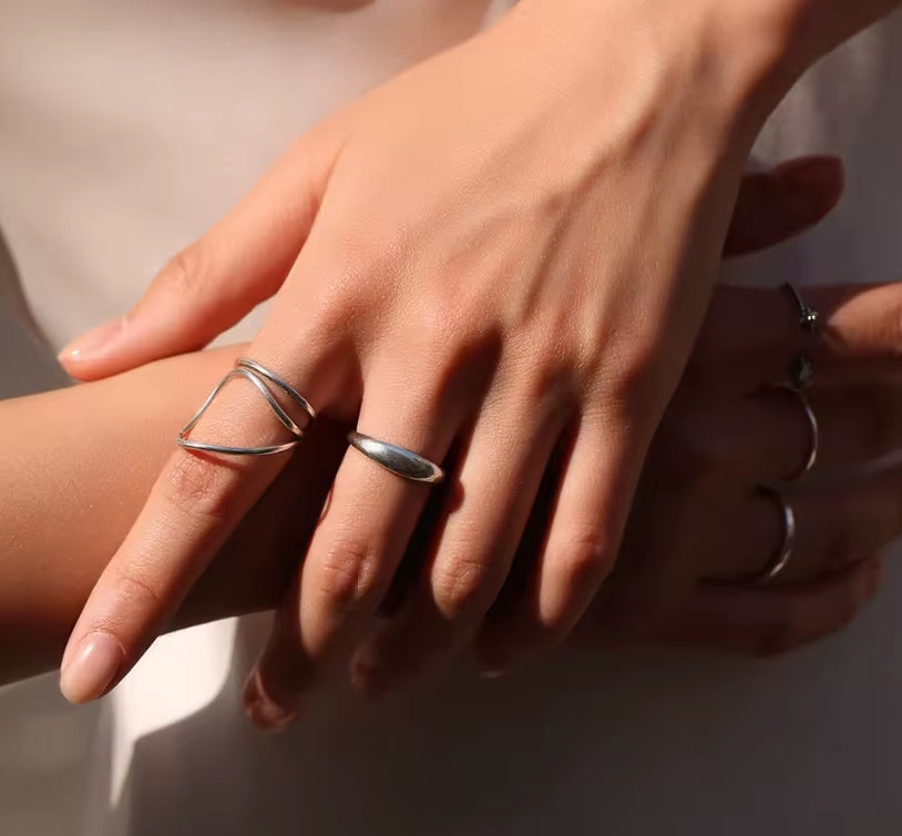 Minimalist Abstract Wave Sterling Silver Ring